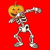 Dabbing Skeleton Pumpkin Head  Santa Hat thumb 1