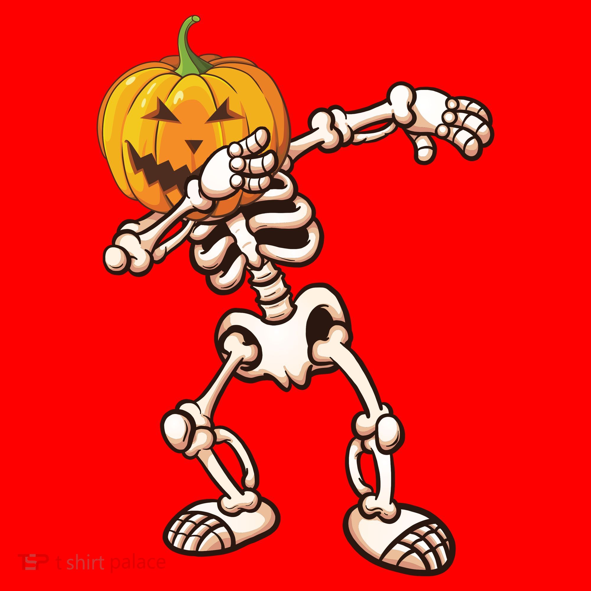 Dabbing Skeleton Pumpkin Head  Santa Hat