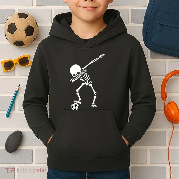 Dabbing Skeleton Soccer Dab Kids Hoodie