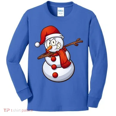 Dabbing Snowman Kids Long Sleeve Shirt