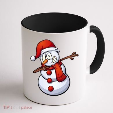 Dabbing Snowman Santa Hat Christmas Coffee Mug back