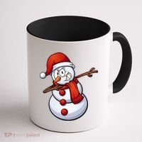 Dabbing Snowman Santa Hat Christmas Coffee Mug thumb 1