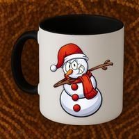 Dabbing Snowman Santa Hat Christmas Coffee Mug thumb 2
