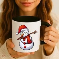 Dabbing Snowman Santa Hat Christmas Coffee Mug thumb 3