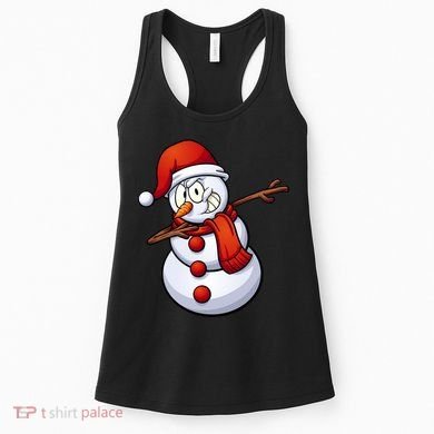 Dabbing Snowman Santa Hat Christmas Women's Tank Top