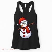 Dabbing Snowman Santa Hat Christmas Women's Tank Top thumb 0