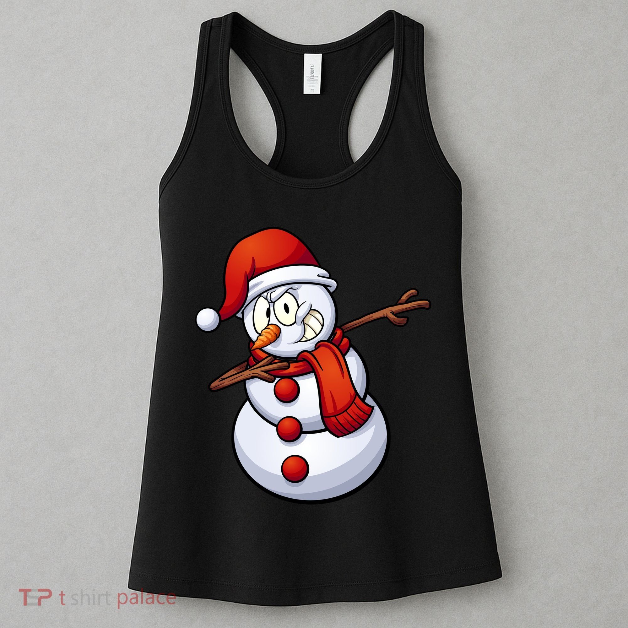 Dabbing Snowman Santa Hat Christmas Women's Tank Top
