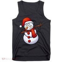 Dabbing Snowman Santa Hat Christmas Tank Top thumb 0