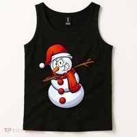 Dabbing Snowman Santa Hat Christmas Tank Top thumb 2