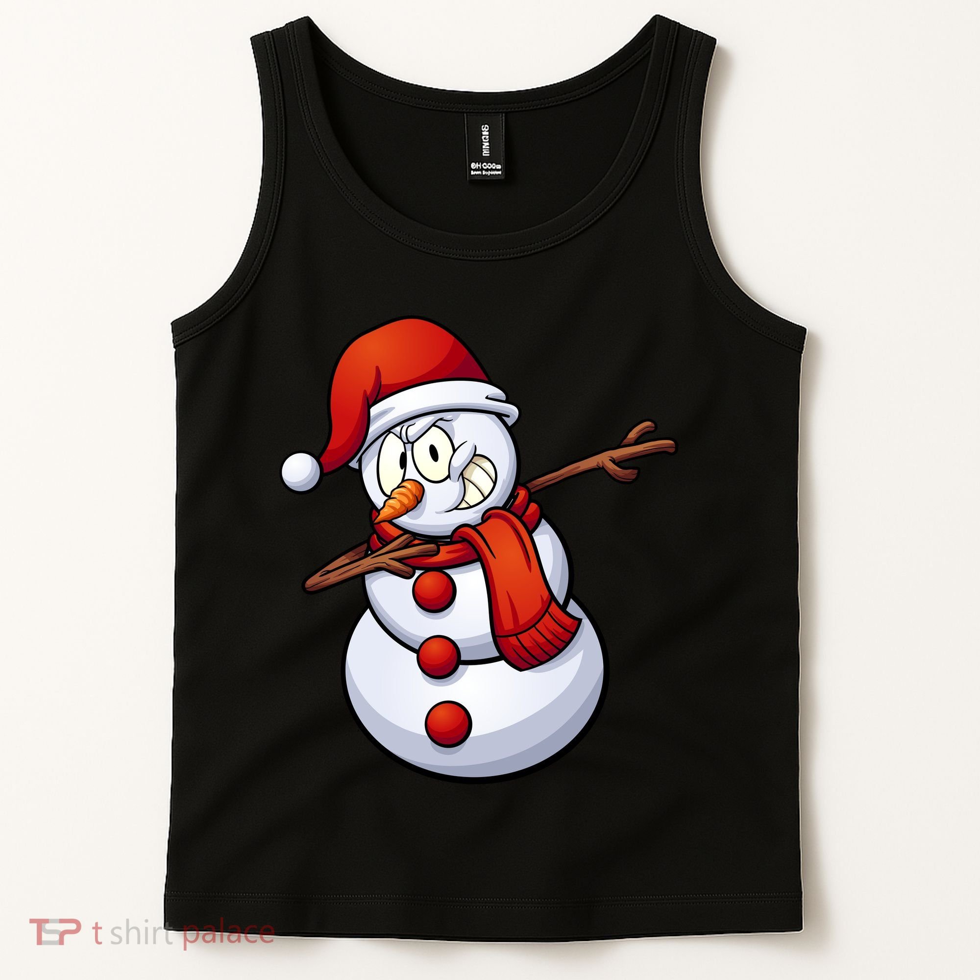 Dabbing Snowman Santa Hat Christmas Tank Top