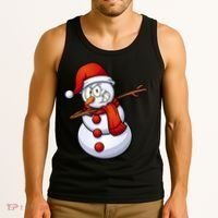 Dabbing Snowman Santa Hat Christmas Tank Top thumb 3