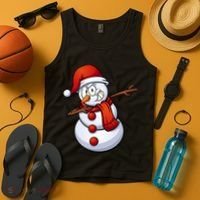 Dabbing Snowman Santa Hat Christmas Tank Top thumb 4