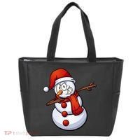Dabbing Snowman Santa Hat Christmas Tote Bag thumb 0