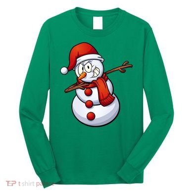 Dabbing Snowman Santa Hat Christmas Long Sleeve Shirt