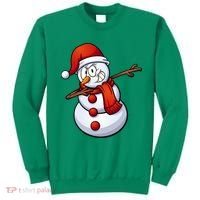 Dabbing Snowman Santa Hat Christmas Sweatshirt thumb 0