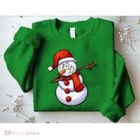 Dabbing Snowman Santa Hat Christmas Sweatshirt thumb 2