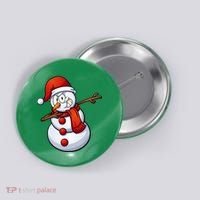 Dabbing Snowman Santa Hat Christmas Button thumb 0