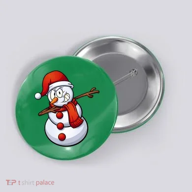 Dabbing Snowman Santa Hat Christmas Button