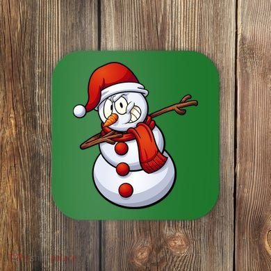Dabbing Snowman Santa Hat Christmas Coaster