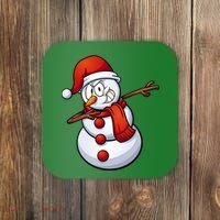 Dabbing Snowman Santa Hat Christmas Coaster thumb 0