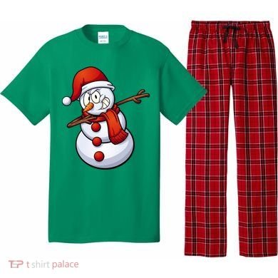 Dabbing Snowman Santa Hat Christmas Pajama Set