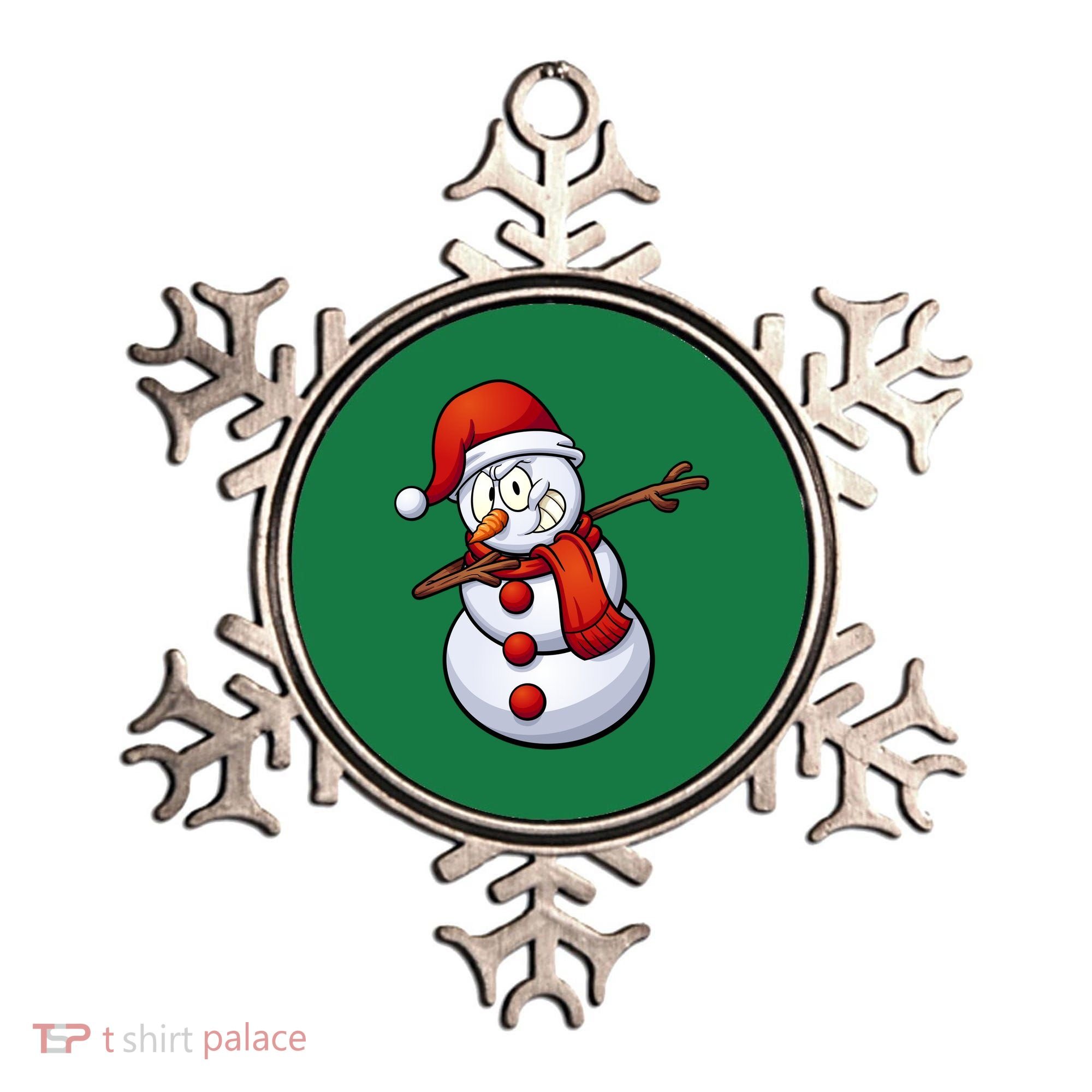Dabbing Snowman Santa Hat Christmas Ornament