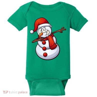 Dabbing Snowman Santa Hat Christmas Baby Bodysuit