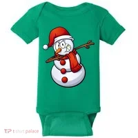 Dabbing Snowman Santa Hat Christmas Baby Bodysuit thumb 0
