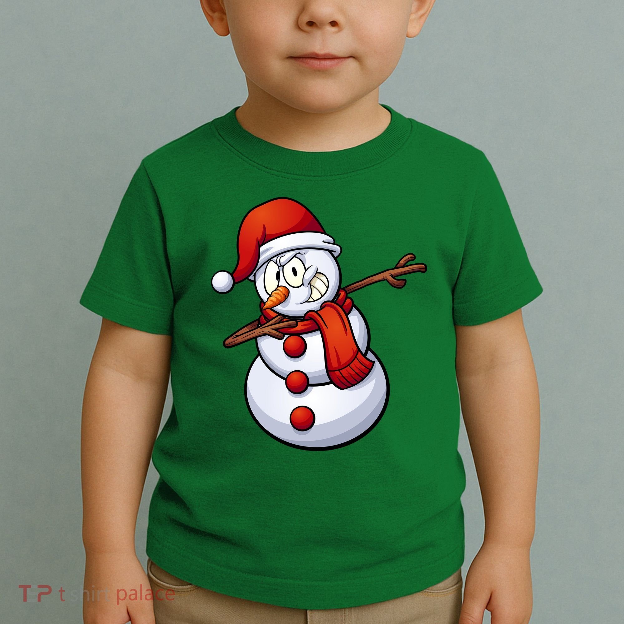 Dabbing Snowman Santa Hat Christmas Toddler T-Shirt