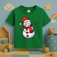 Dabbing Snowman Santa Hat Christmas Toddler T-Shirt thumb 3