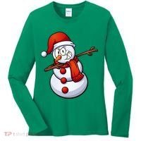 Dabbing Snowman Santa Hat Christmas Women's Long Sleeve Shirt thumb 0