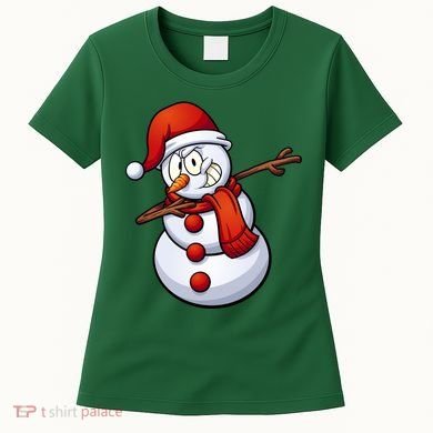 Dabbing Snowman Santa Hat Christmas Women's T-Shirt