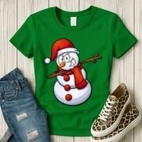 Dabbing Snowman Santa Hat Christmas Women's T-Shirt thumb 3