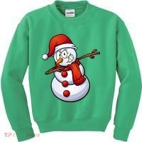 Dabbing Snowman Santa Hat Christmas Kids Sweatshirt thumb 0
