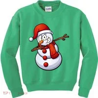 Dabbing Snowman Santa Hat Christmas Kids Sweatshirt thumb 0