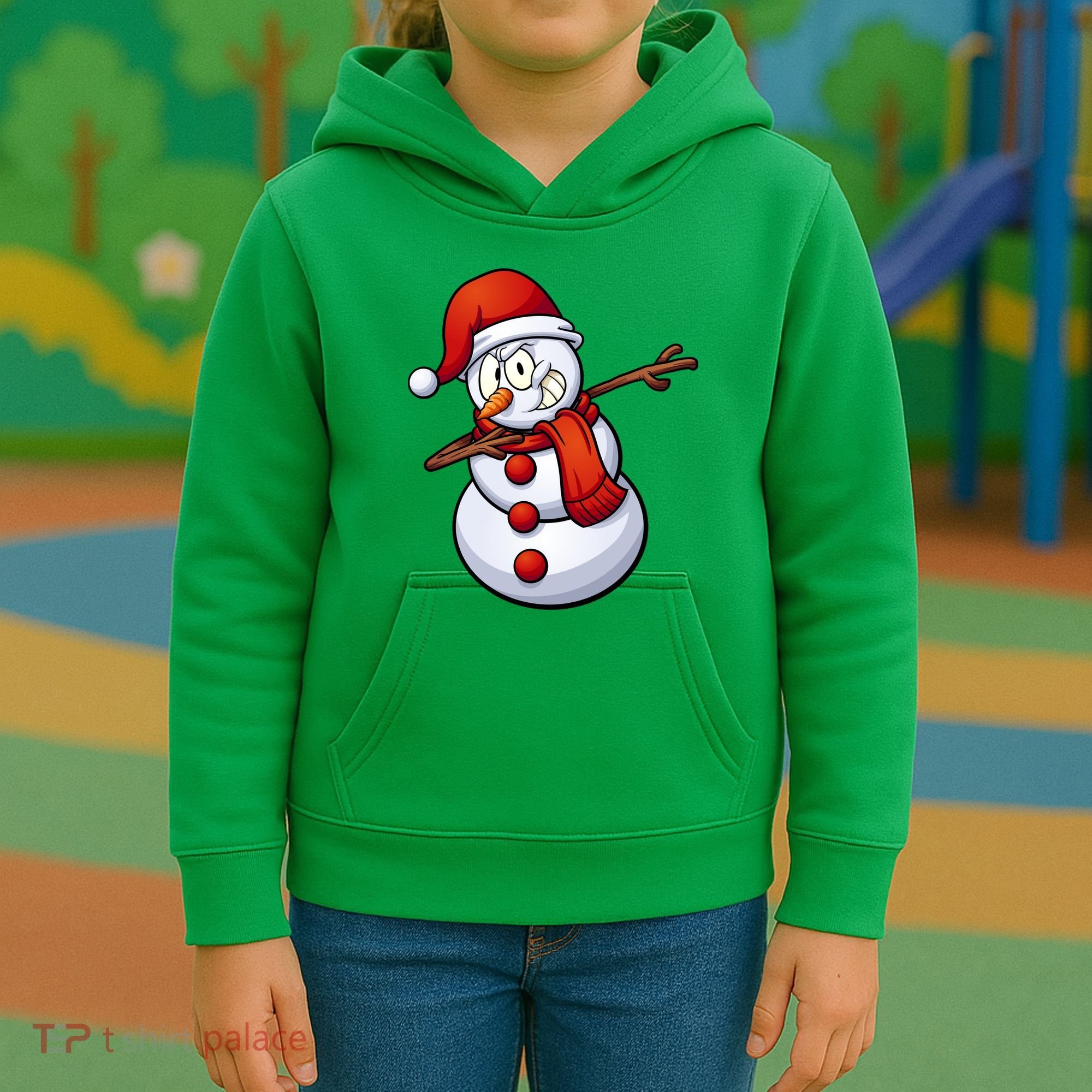 Dabbing Snowman Santa Hat Christmas Kids Hoodie