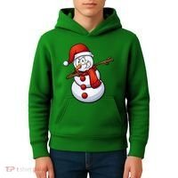 Dabbing Snowman Santa Hat Christmas Kids Hoodie thumb 4