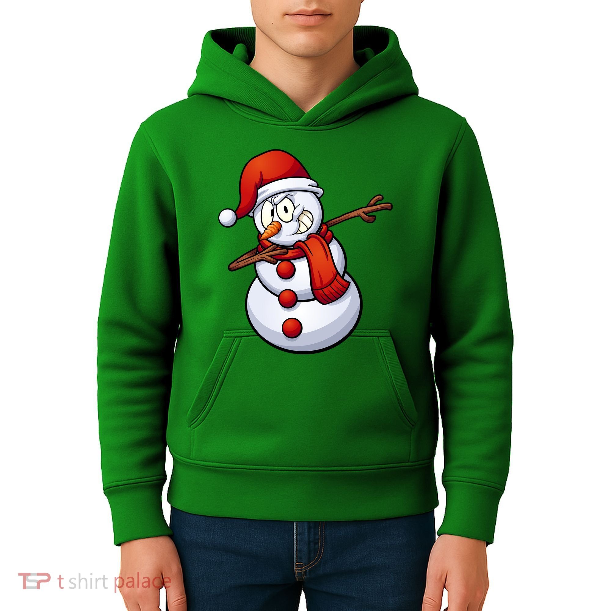 Dabbing Snowman Santa Hat Christmas Kids Hoodie