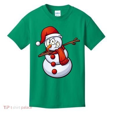 Dabbing Snowman Santa Hat Christmas Kids T-Shirt