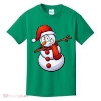 Dabbing Snowman Santa Hat Christmas Kids T-Shirt thumb 0