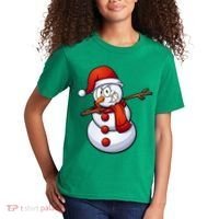 Dabbing Snowman Santa Hat Christmas Kids T-Shirt thumb 2