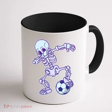 Dabbing Soccer Skeleton Coffee Mug back