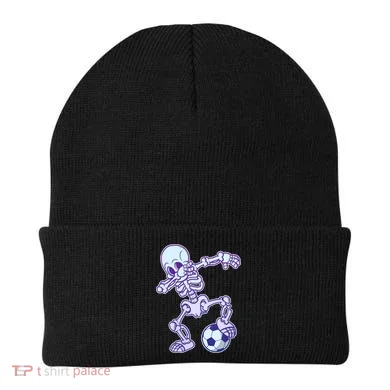 Dabbing Soccer Skeleton Beanie