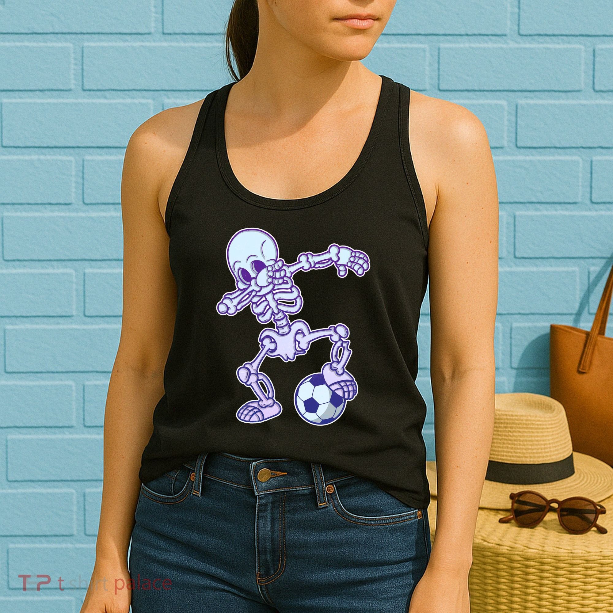 Dabbing Soccer Skeleton Women's Tank Top