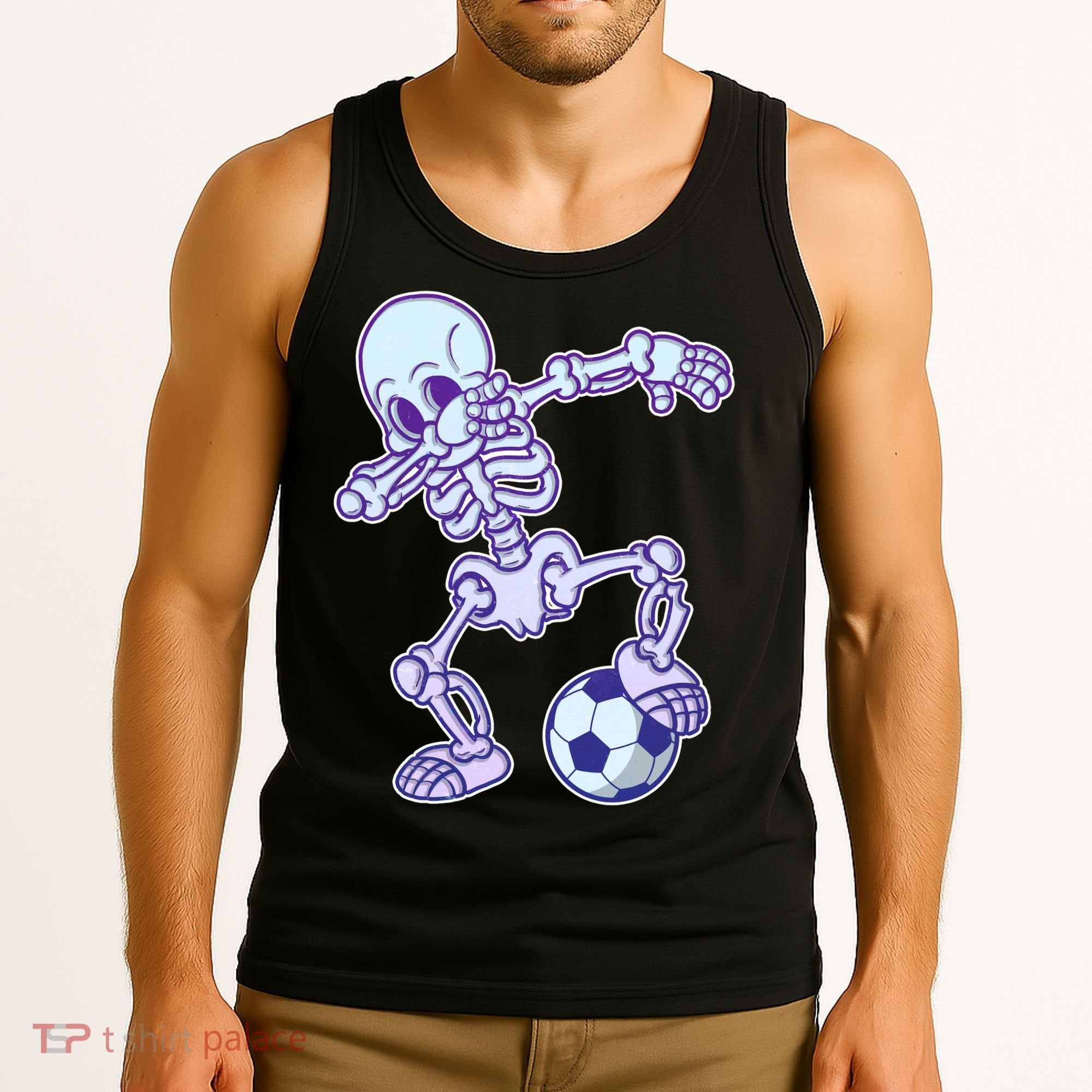 Dabbing Soccer Skeleton Tank Top