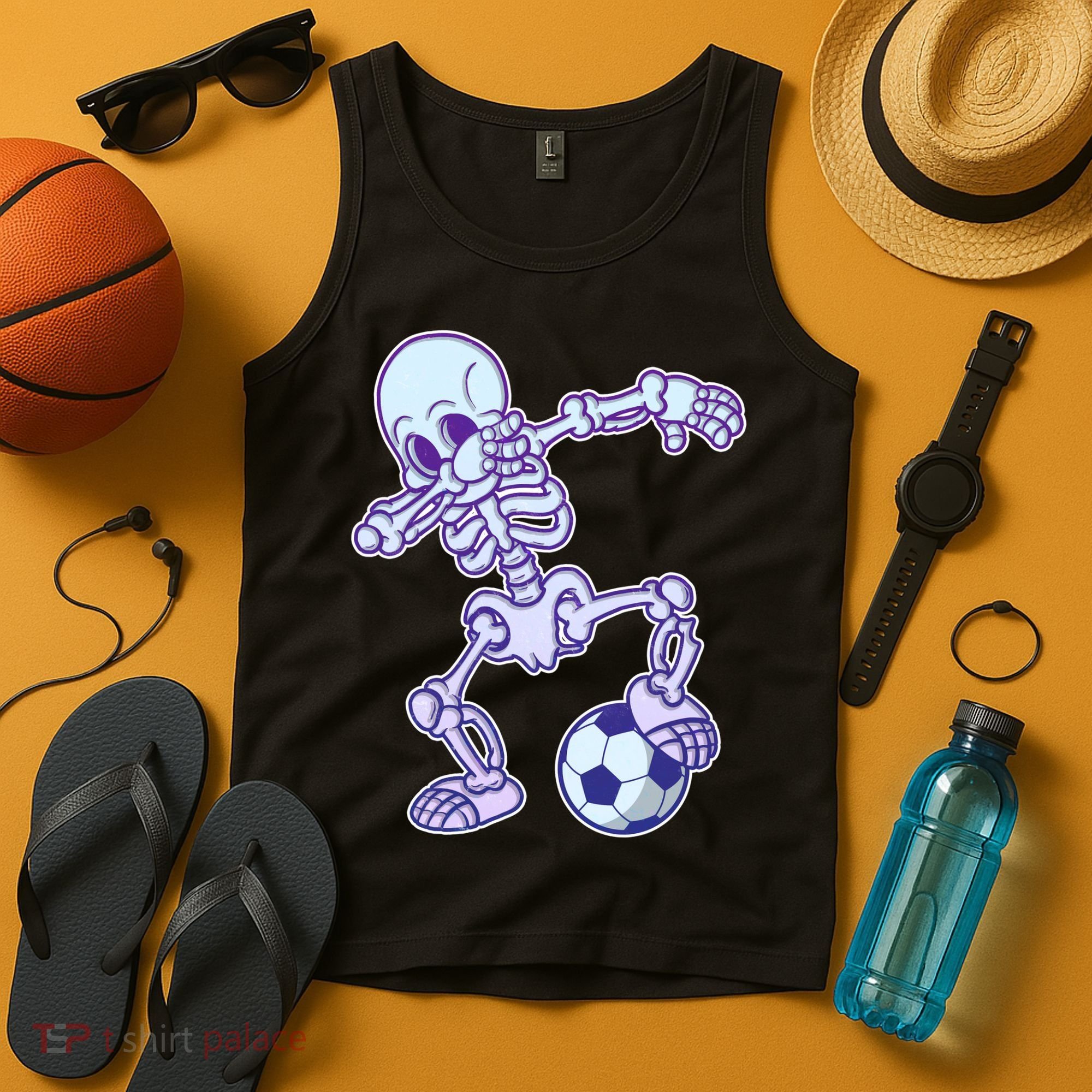 Dabbing Soccer Skeleton Tank Top