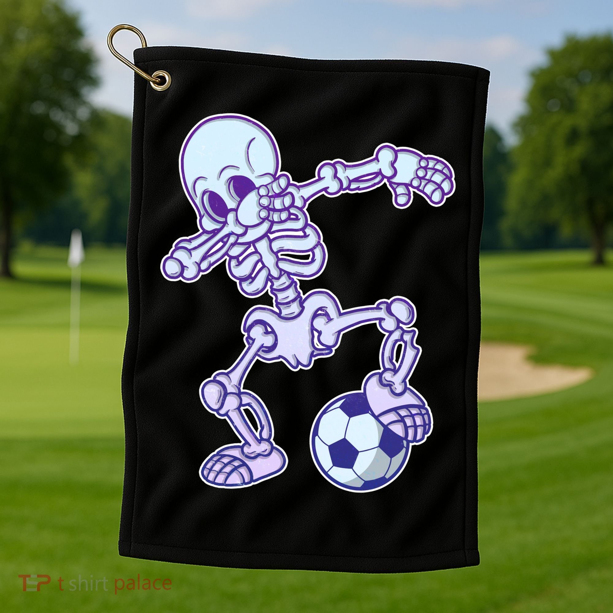 Dabbing Soccer Skeleton Golf Towel
