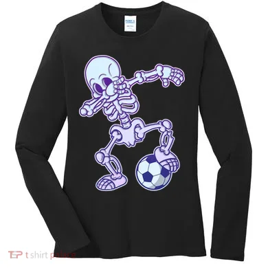 Dabbing Soccer Skeleton Women's Long Sleeve Shirt