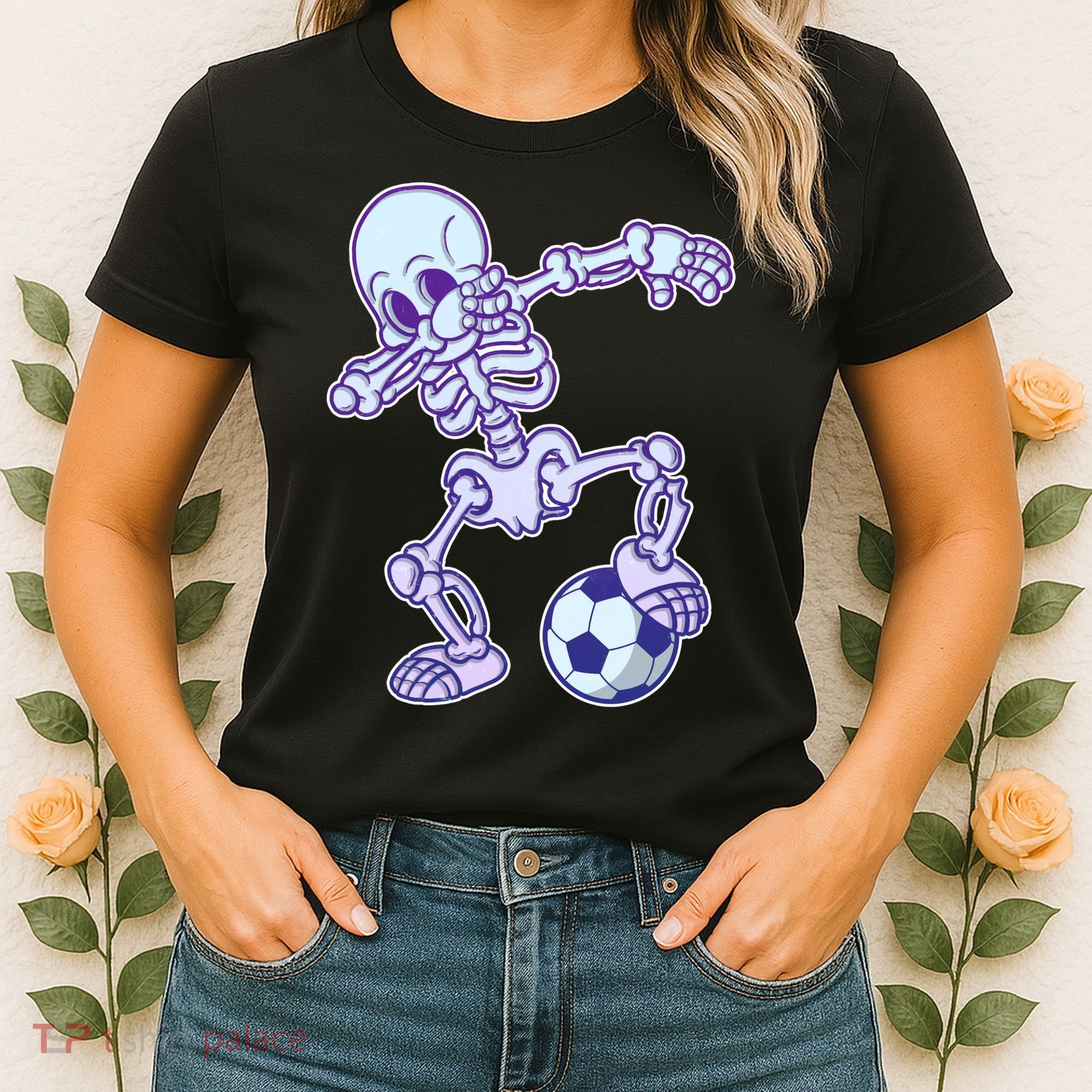 Dabbing Soccer Skeleton Women's T-Shirt