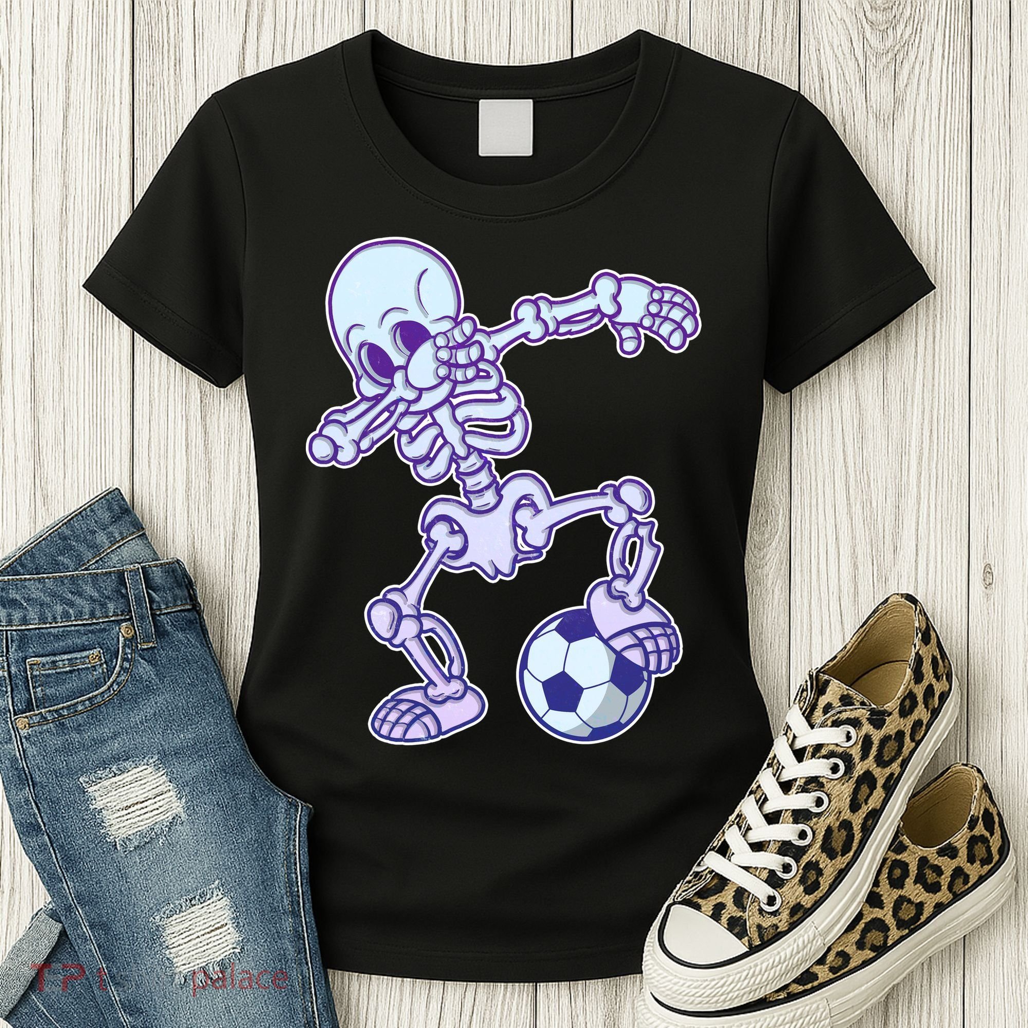Dabbing Soccer Skeleton Women's T-Shirt